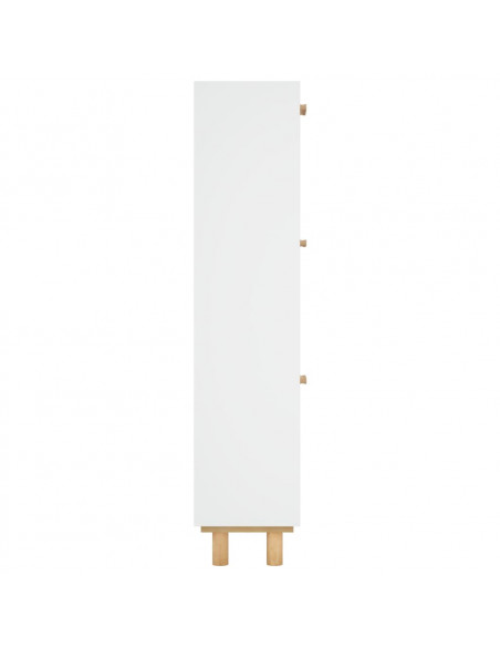 Scarpiera Bianca52x25x115cm Legno Multistrato e Rattan Naturale