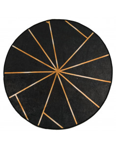 Tappeto Lavabile Nero e Oro Ø 120 cm Antiscivolo