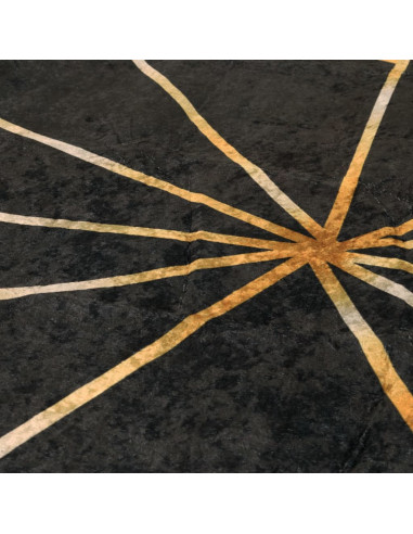 Tappeto Lavabile Nero e Oro Ø 120 cm Antiscivolo