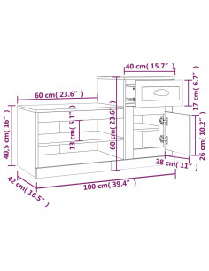 Scarpiera Bianco Lucido 100x42x60 cm in Legno Multistrato