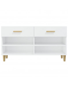 Scarpiera Bianco Lucido 102x35x55 cm in Legno Multistrato