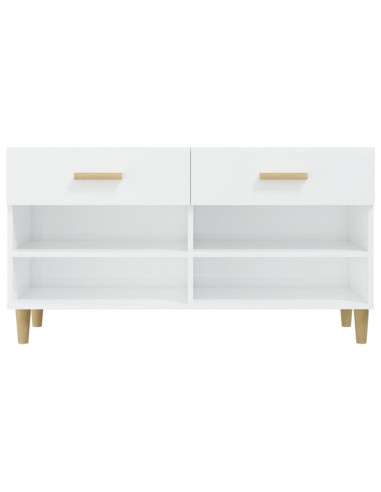 Scarpiera Bianco Lucido 102x35x55 cm in Legno Multistrato