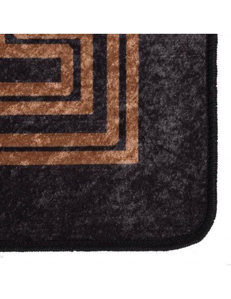 Tappeto Lavabile Nero e Oro 400x300 cm Antiscivolo