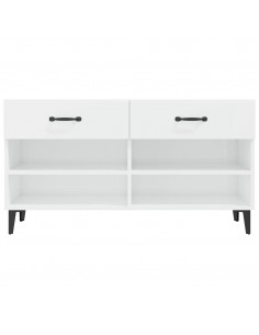 Scarpiera Bianco Lucido 102x35x55 cm in Legno Multistrato