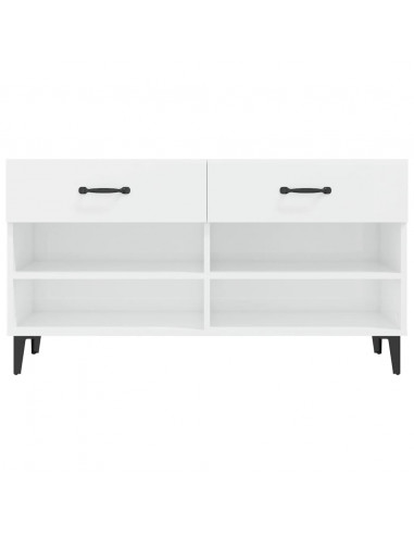 Scarpiera Bianco Lucido 102x35x55 cm in Legno Multistrato