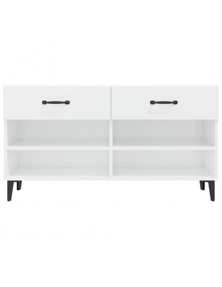 Scarpiera Bianco Lucido 102x35x55 cm in Legno Multistrato