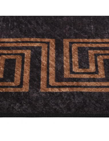 Tappeto Lavabile Nero e Oro 400x300 cm Antiscivolo