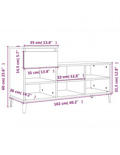 Scarpiera Bianco Lucido 102x36x60 cm in Legno Multistrato