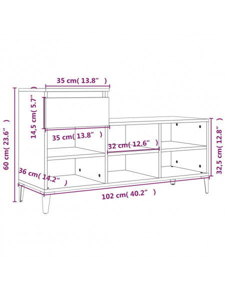 Scarpiera Bianco Lucido 102x36x60 cm in Legno Multistrato