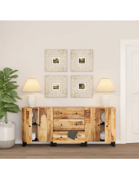 Credenze 3 pz in Legno di Mango Grezzo