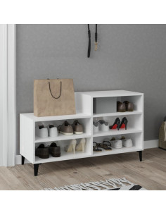 Scarpiera Bianco Lucido 102x36x60 cm in Legno Multistrato