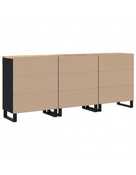 Credenze 3 pz in Legno di Mango Grezzo