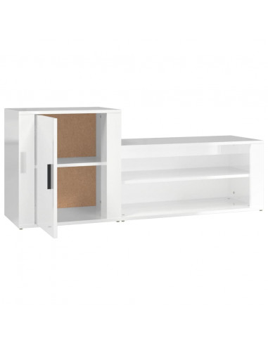 Scarpiera Bianco Lucido 130x35x54 cm in Legno Multistrato