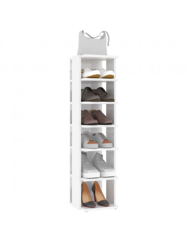 Scarpiera Bianco Lucido 27,5x27x102 cm in Legno Multistrato