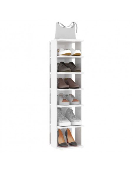 Scarpiera Bianco Lucido 27,5x27x102 cm in Legno Multistrato