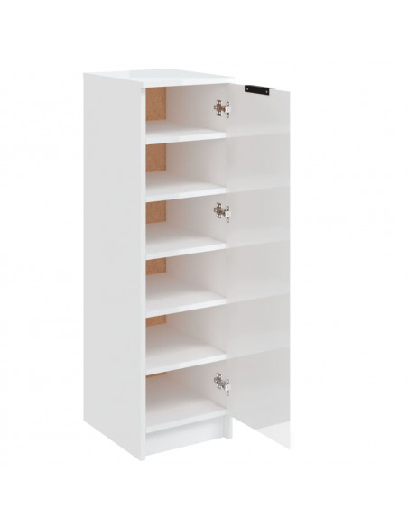 Scarpiera Bianco Lucido 30x35x100 cm in Legno Multistrato