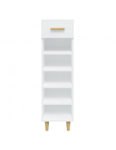 Scarpiera Bianco Lucido 30x35x105 cm in Legno Multistrato