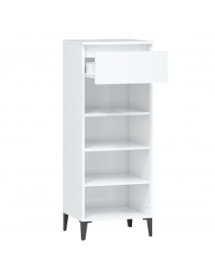 Scarpiera Bianco Lucido 40x36x105 cm in Legno Multistrato