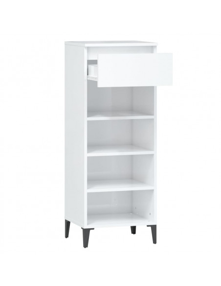 Scarpiera Bianco Lucido 40x36x105 cm in Legno Multistrato