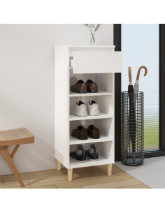 Scarpiera Bianco Lucido 40x36x105 cm in Legno Multistrato