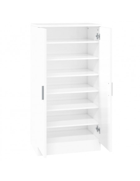 Scarpiera Bianco Lucido 55x35x108 cm in Legno Multistrato