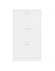 Scarpiera Bianco Lucido 59x17x108 cm in Legno Multistrato
