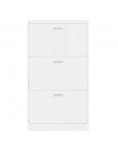 Scarpiera Bianco Lucido 59x17x108 cm in Legno Multistrato