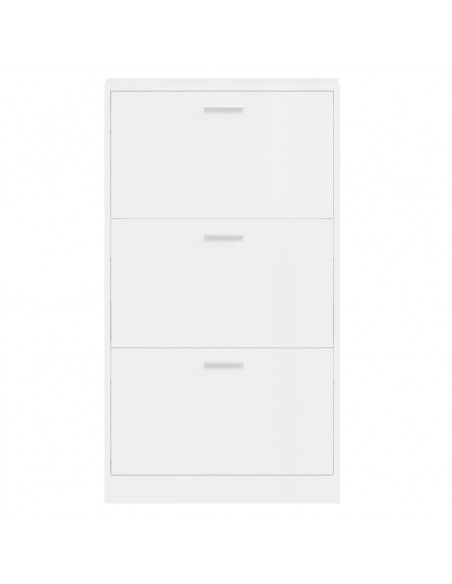 Scarpiera Bianco Lucido 59x17x108 cm in Legno Multistrato