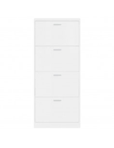 Scarpiera Bianco Lucido 59x17x150 cm in Legno Multistrato