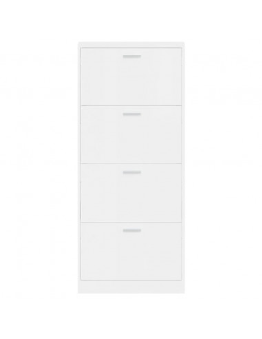 Scarpiera Bianco Lucido 59x17x150 cm in Legno Multistrato