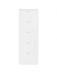 Scarpiera Bianco Lucido 59x17x169 cm in Legno Multistrato