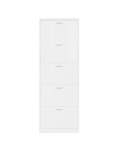 Scarpiera Bianco Lucido 59x17x169 cm in Legno Multistrato