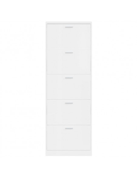Scarpiera Bianco Lucido 59x17x169 cm in Legno Multistrato