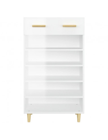 Scarpiera Bianco Lucido 60x35x105 cm in Legno Multistrato