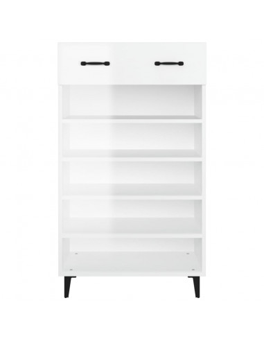 Scarpiera Bianco Lucido 60x35x105 cm in Legno Multistrato