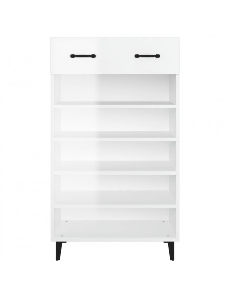 Scarpiera Bianco Lucido 60x35x105 cm in Legno Multistrato