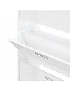 Scarpiera Bianco Lucido 63x24x103 cm in Legno Multistrato