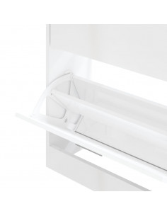 Scarpiera Bianco Lucido 63x24x81 cm in Legno Multistrato