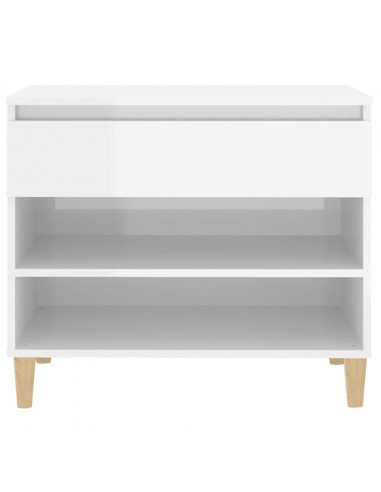 Scarpiera Bianco Lucido 70x36x60 cm in Legno Multistrato
