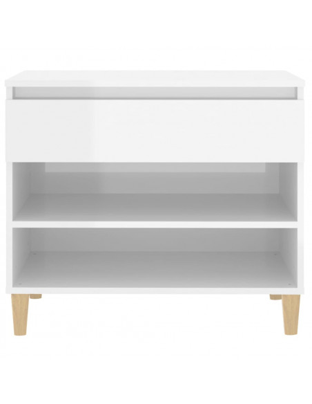 Scarpiera Bianco Lucido 70x36x60 cm in Legno Multistrato