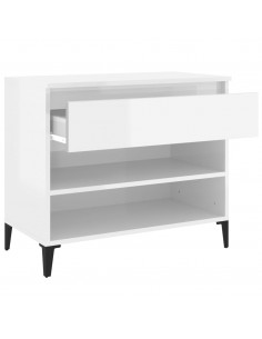 Scarpiera Bianco Lucido 70x36x60 cm in Legno Multistrato