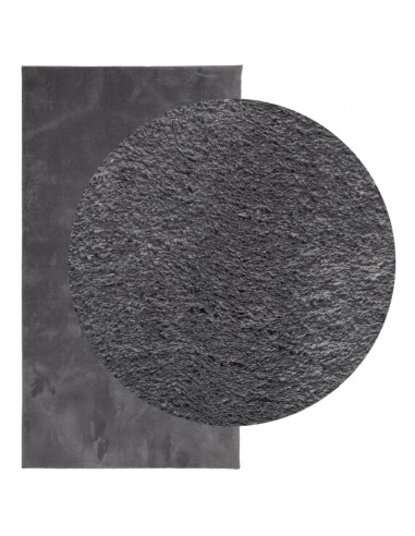 Tappeto a Pelo Corto HUARTE Morbido Lavabile Antracite 80x150cm
