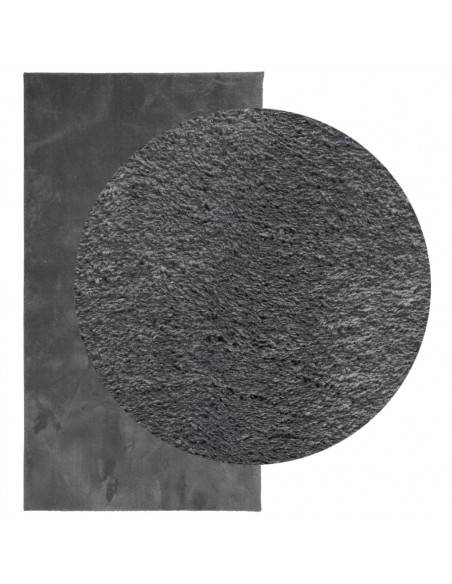 Tappeto a Pelo Corto HUARTE Morbido Lavabile Antracite 80x150cm