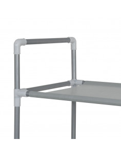 Scarpiera con 10 Ripiani Metallo e Tessuto non Tessuto Argento