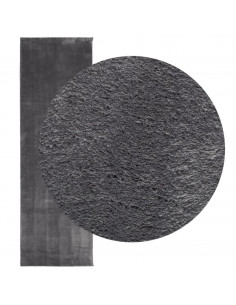 Tappeto a Pelo Corto HUARTE Morbido Lavabile Antracite 80x250cm 2