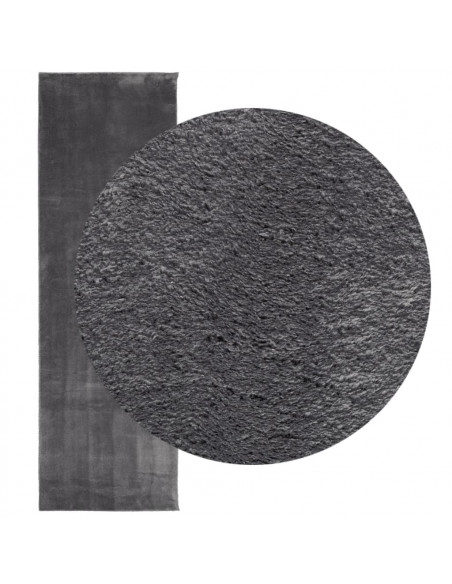 Tappeto a Pelo Corto HUARTE Morbido Lavabile Antracite 80x250cm