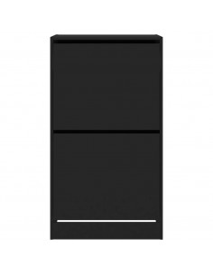 Scarpiera con 2 Cassetti Ribaltabili Nera 60x42x108 cm