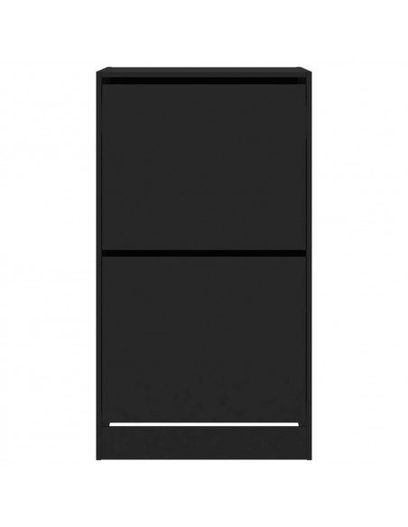 Scarpiera con 2 Cassetti Ribaltabili Nera 60x42x108 cm