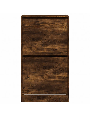 Scarpiera con 2 Cassetti Ribaltabili Rovere Fumo 60x42x180 cm