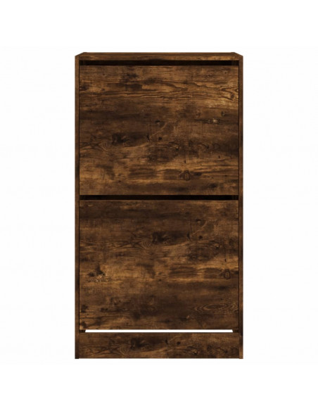 Scarpiera con 2 Cassetti Ribaltabili Rovere Fumo 60x42x180 cm